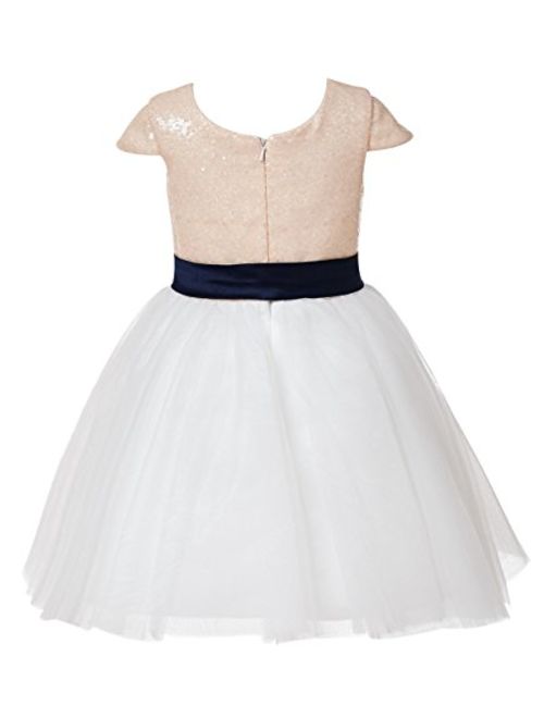 princhar Sequin Tulle Short Girl Dress Little Girls Party Toddler Dress