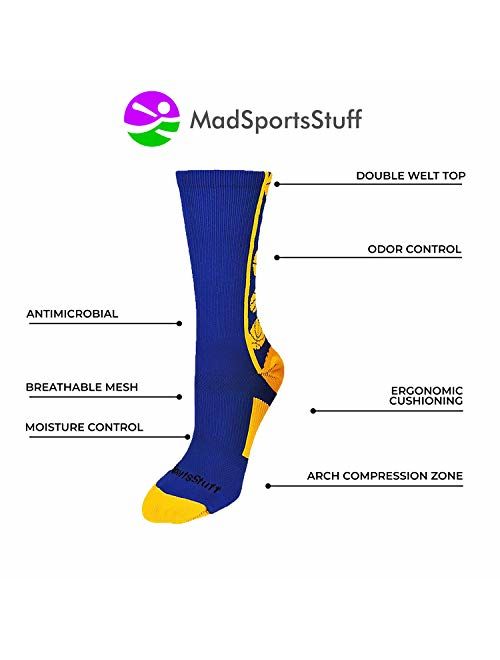MadSportsStuff Crazy Basketball Logo Crew Socks (Multiple Colors)