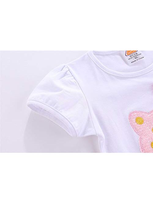 LittleSpring Little Girls Summer Outfit Cat T-Shirt+ Tutu Skirt 2-Piece Clothing Set