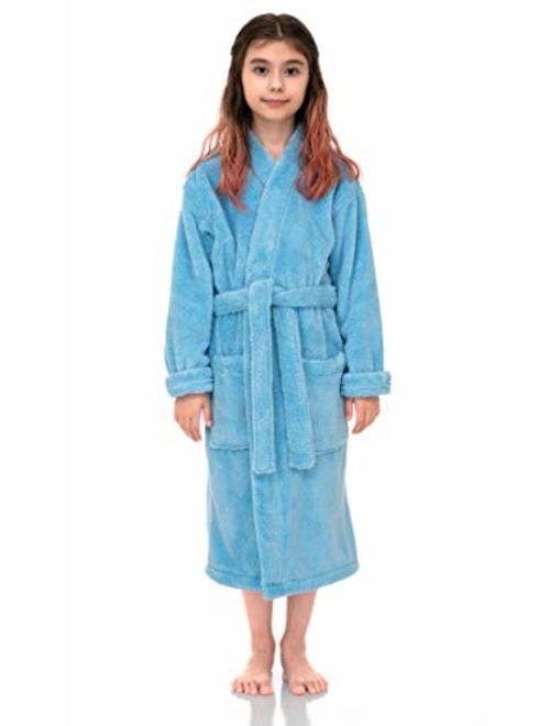 TowelSelections Girls Robe, Kids Plush Kimono Fleece Bathrobe