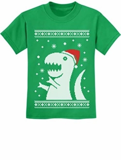 Big Trex Dinosaur Santa Ugly Christmas Sweater Style Children Funny Kids T-Shirt