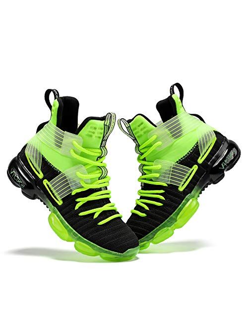 JMFCHI Kid's High Top Durable Lace Up Non-Slip Basketball Shoes