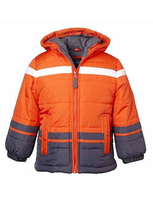 Sportoli Boys' Fleece Lined Hooded Colorblock Winter Puffer Bubble Jacket Coat
