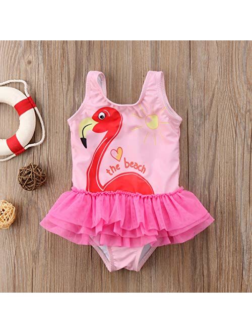 Toddler Girls Goose Letter Print Swimsuit One Piece Swimwear Bikini Tankini Bathing Suit Beachwear Sport Tracksuit