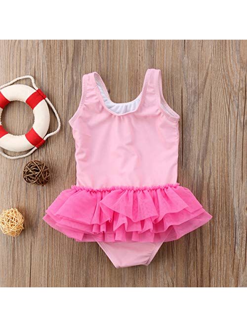 Toddler Girls Goose Letter Print Swimsuit One Piece Swimwear Bikini Tankini Bathing Suit Beachwear Sport Tracksuit