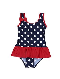 TiaoBug Infant Baby Girls Summer Beach One-Piece Polka Dots Floral Bowknot Swimsuit Swimwear