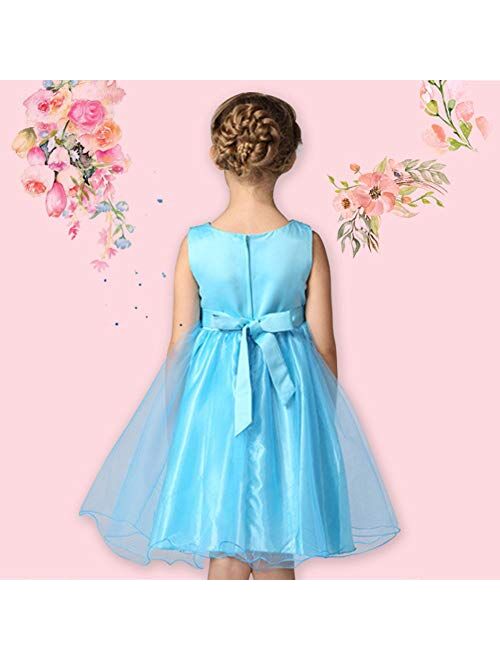 FREE FISHER Girls Dresses Sequin Flower Girls Party Dress Bridesmaid Ball Gown Wedding Tulle 3-10 Years