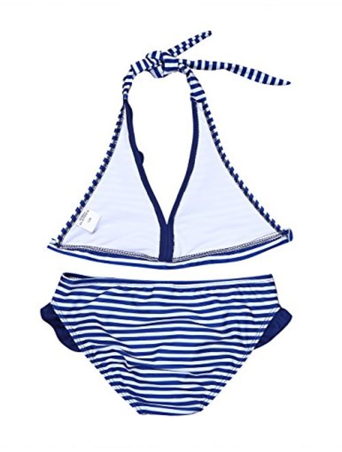 Freebily 2PCS Swimsuit Girls Tankini Swimwear Halter Tops with Bottoms