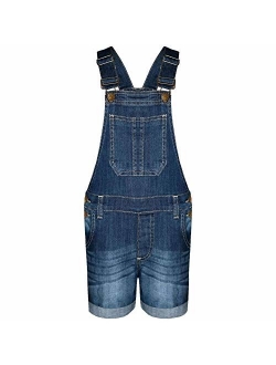 Kids Girls Dungaree Shorts Denim Stretch Jeans Jumpsuit Playsuit All in One 5-13