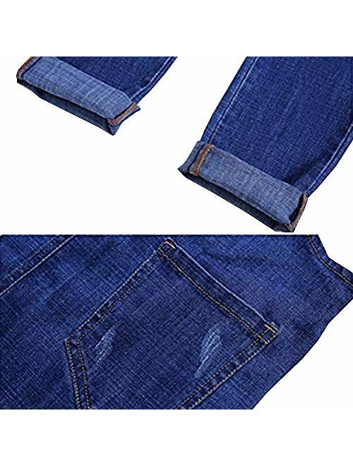 Digirlsor Girls Overalls Little Big Kids Distressed Denim Bib Pants Ripped Blue Jeans Romper Jumpsuit, 3-12Y