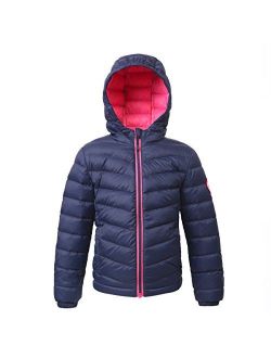 Rokka&Rolla Girls' Ultra Lightweight Hooded Packable Puffer Down Jacket