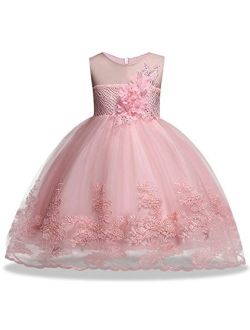 Sequin Lace Flower Baby Girl Dress Princess Pageant Elegant Tulle Gowns Pageant Knee Sleeveless Dresses