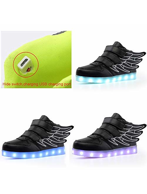 KARKEIN LED Light Up Hi-Top Wings Shoes USB Rechargeable Flashing Sneakers for Toddlers Kids Boys Girls