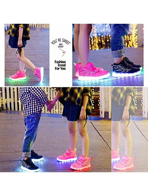 KARKEIN LED Light Up Hi-Top Wings Shoes USB Rechargeable Flashing Sneakers for Toddlers Kids Boys Girls