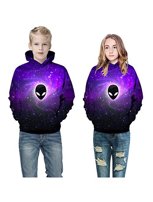 HaniLav Kids Novelty 3D Printed Sweatshirt Girl Boy Galaxy Pullover Hoodies