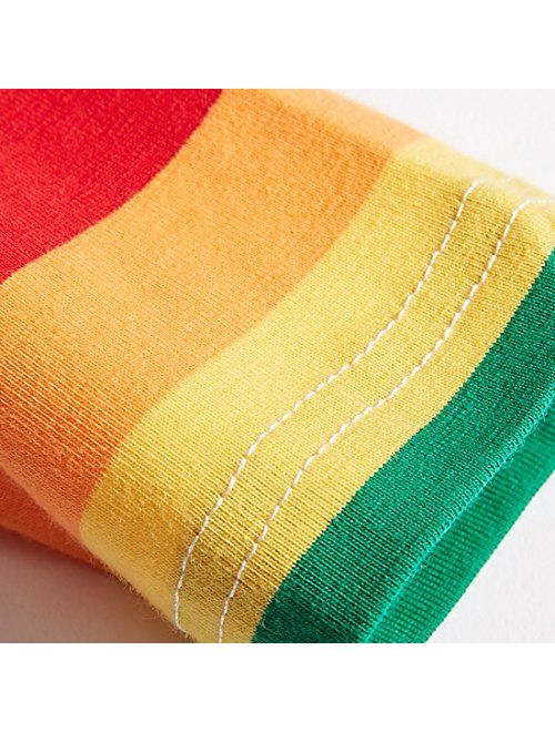 Sooxiwood Little Boys T-Shirt Rainbow Striped O-Neck