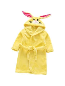 Little Toddlers Bbay Kids Soft Fleece Flannel Cartton Unicore Long Sleeve Hooded Bathrobe Pajama Sleepwear