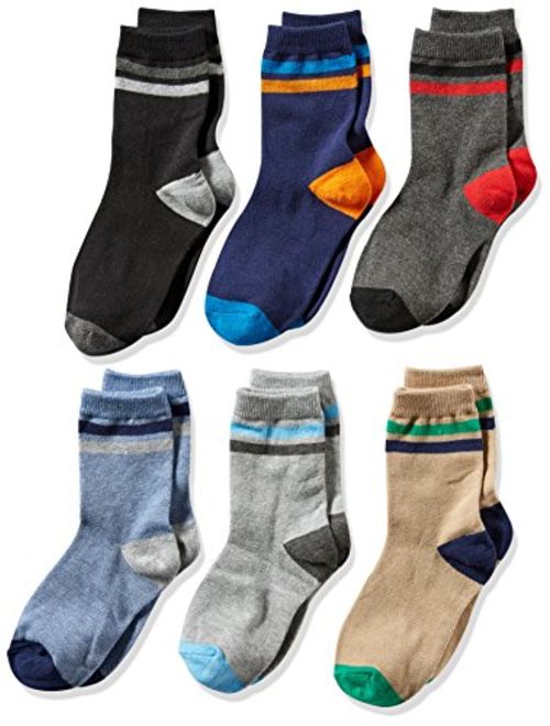 Jefferies Socks Big Boys' Stripe Crew Socks 6 Pack, Multi Size