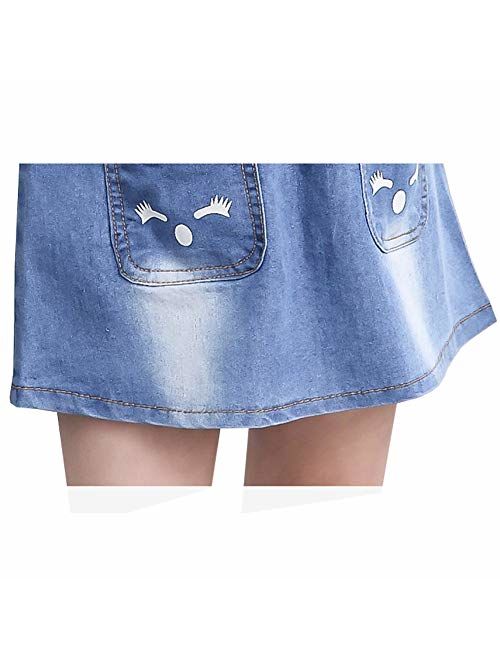 Digirlsor Kids Girls Denim Overall Dress Cute Shortalls Jeans Skirt Bib Overalls Romper, 3-12 Years