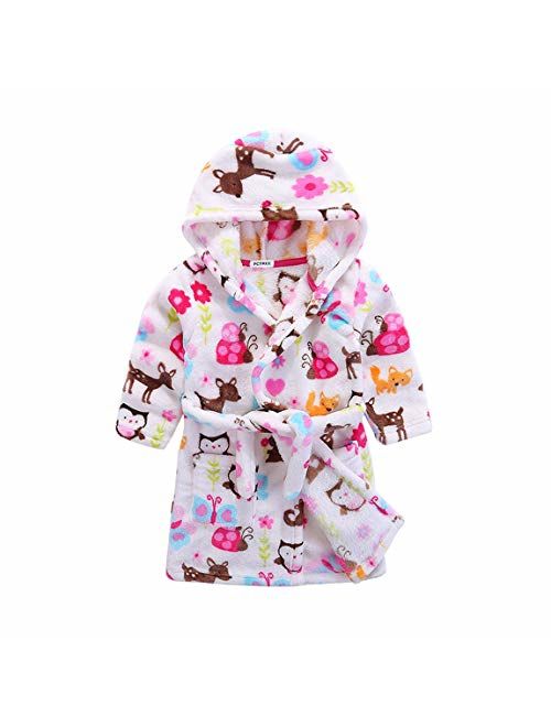 Kids Soft Hooded Bathrobe Toddler Robe Children's Pajamas Boys Girls Sleepwear