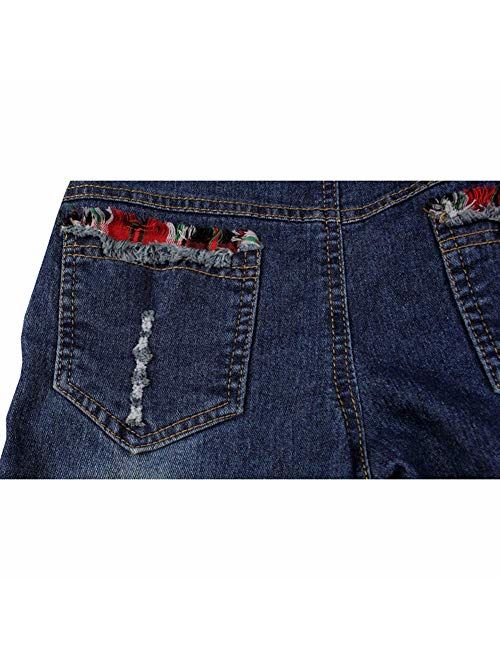 Digirlsor Kids Girls Denim Overalls Adjustable Straps Romper Jumpsuit Boyfriend Bib Jeans Long Pants, 3-12 Years
