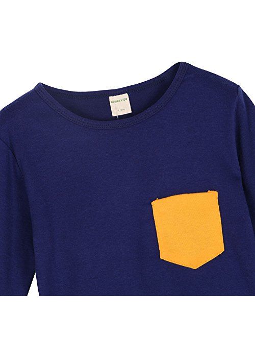 Weixinbuy Toddler Kid Cotton Long Sleeve Pocket Pullover Shirt Top