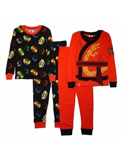 LEGO Ninjago Boys Pajama Set, 4 Piece PJ Set, Long Sleeve, Long Pant,Glow in the Dark