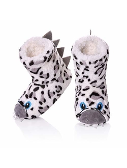 FANZERO Kids Girls Boys Slippers Cute Animal Soft Warm Plush Lining Non-Slip House Shoes Winter Boot Socks