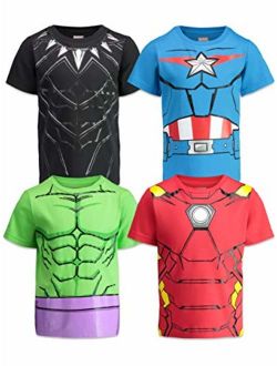 Avengers Boys 4 Pack T-Shirts Black Panther Hulk Iron Man Captain America
