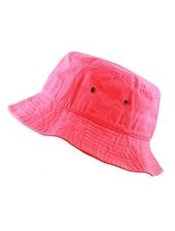The Hat Depot Youth Kids Washed Cotton Packable Bucket Travel Hat Cap