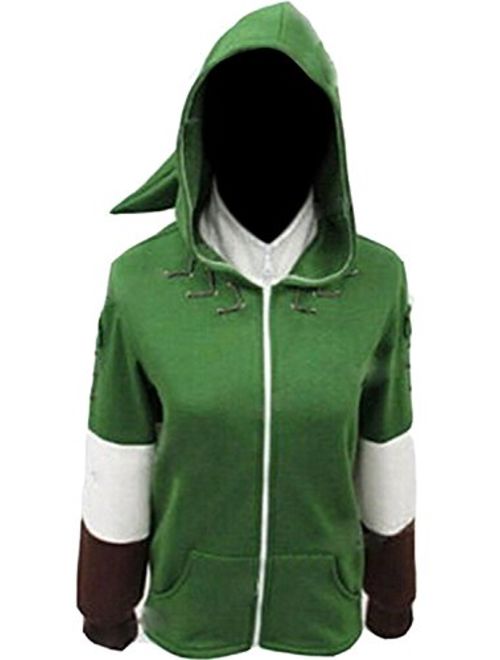 Ya-cos Link Cosplay Hooded Hyrule Warriors Zipper Coat Jacket Green