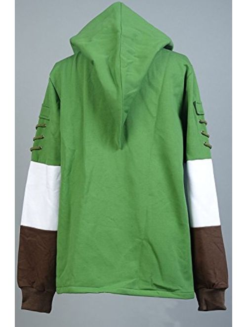 Ya-cos Link Cosplay Hooded Hyrule Warriors Zipper Coat Jacket Green