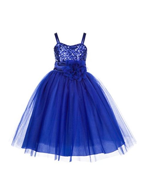 Wedding Pageant Sequin Flower Girl Dress Tulle Toddler Summer Easter Holiday Princess Gown B-1508NF