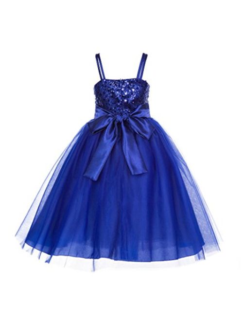 Wedding Pageant Sequin Flower girl dress Tulle Shawl Toddler Summer Party SH1508 