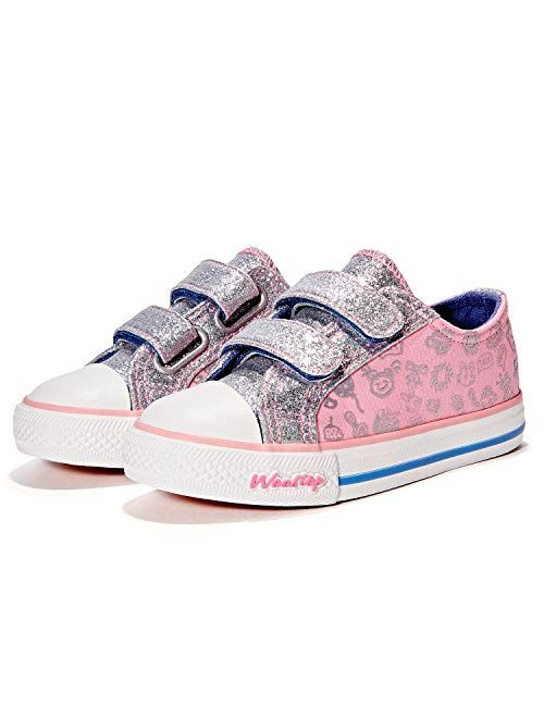 Weestep Toddler Girls Sneakers School Shoes for Kids Glitter & Hook and Loops Design - 25 Styles