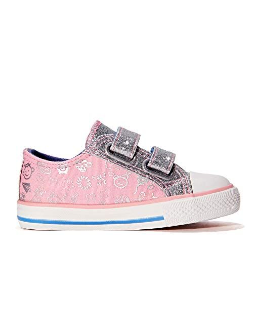 Weestep Toddler Girls Sneakers School Shoes for Kids Glitter & Hook and Loops Design - 25 Styles