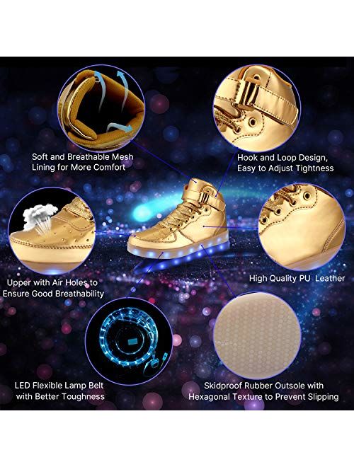 WONZOM LED Light Up Shoes USB Flashing Sneakers for Toddler/Kids Boots 