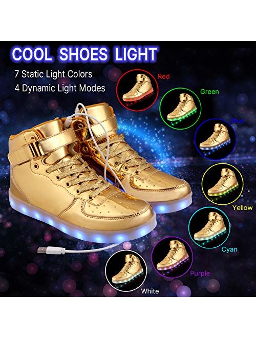 WONZOM LED Light Up Shoes USB Flashing Sneakers for Toddler/Kids Boots