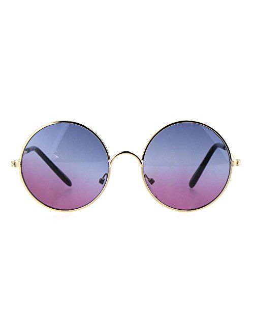 Kids Child Size Hippie Round Circle Lens Tie Dye Gradient Metal Sunglasses