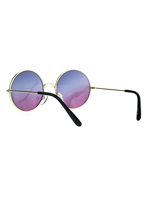 Kids Child Size Hippie Round Circle Lens Tie Dye Gradient Metal Sunglasses