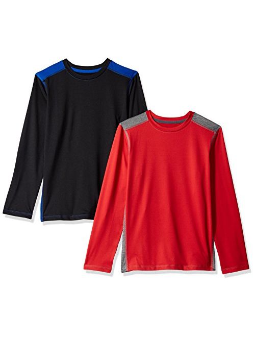 Amazon Essentials Boys' 2-Pack Long-Sleeve Pieced Active Tee