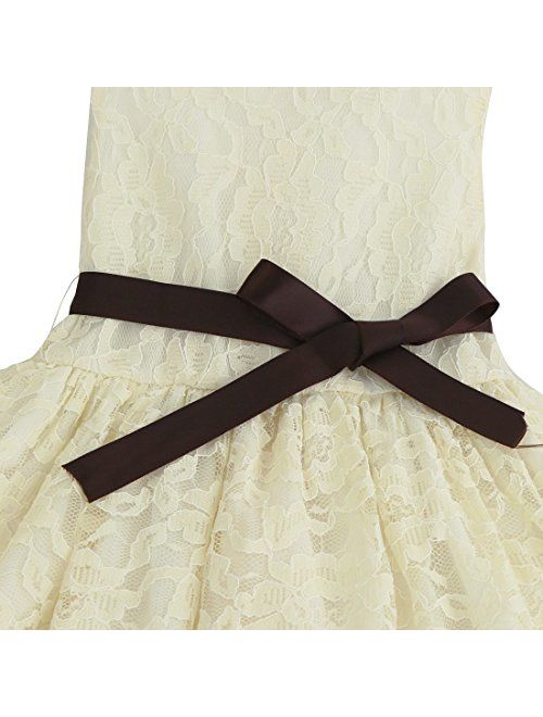 iEFiEL Girls Boutique Princess Lace Flower Dress Wedding Pageant Party Ball Gown