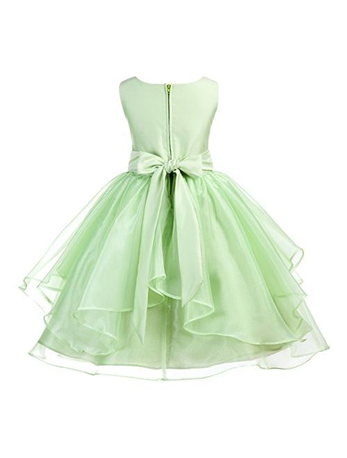Ekidsbridal Asymmetric Ruffled Organza Sequin Flower Girl Dress Toddler Girl Dresses 012S