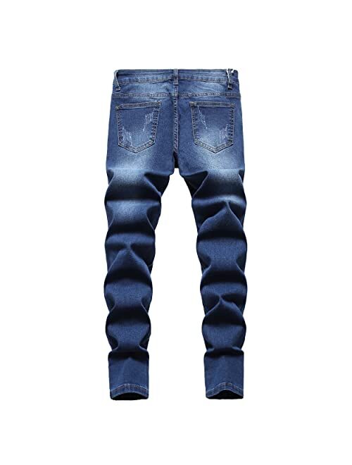Boys Skinny Fit Ripped Distressed Stretch Washed Fashion Kids Denim Jeans Pants 