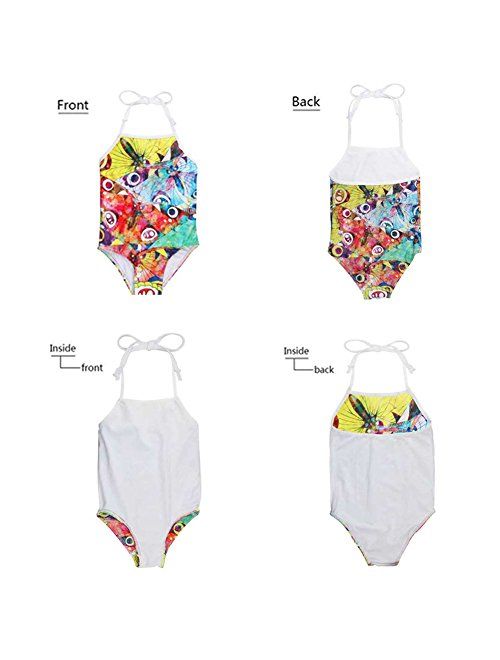 FUIBENG Sweet Doughnut Pattern Girl One Piece Swimsuit Bathing Suit Kid Bikini