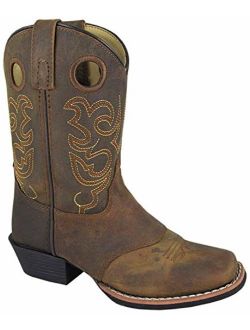 Smoky Mountain Childs Western Sedona Saddle SQ Toe Boots Brown Distress/True Timber Camo