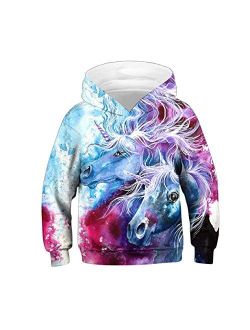 Ainuno Girls Hoodies,Unicorn Hoodie for Girls Kids Pullover Sweatshirts Cute Clothes
