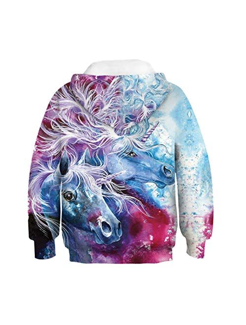 Ainuno Girls Hoodies,Unicorn Hoodie for Girls Kids Pullover Sweatshirts Cute Clothes