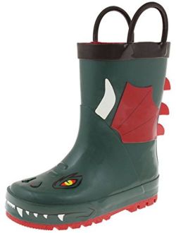 Capelli New York Toddler Boys Shiny Camo Printed Rubber Rain Boot with Handles