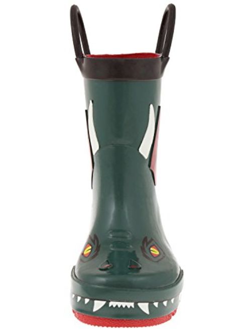 Capelli New York Toddler Boys Shiny Camo Printed Rubber Rain Boot with Handles